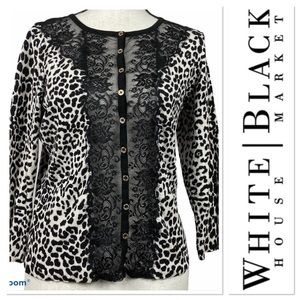 White House Black Market lace and print sweater